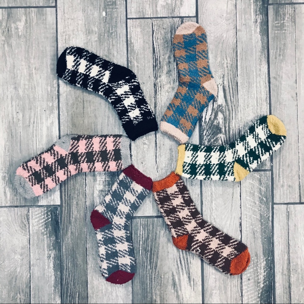4-Pair Japanese Patchwork Velvety Winter Socks - Picture 1 of 9